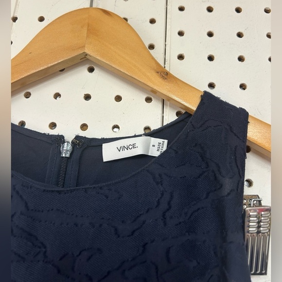 Vince Fil Coupe Sleeveless Shift  Navy Dress - Picture 3 of 6